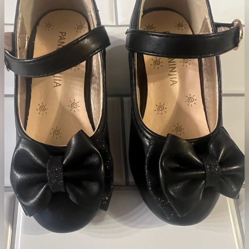 Panda ninja Black Kids Shoes with Bow